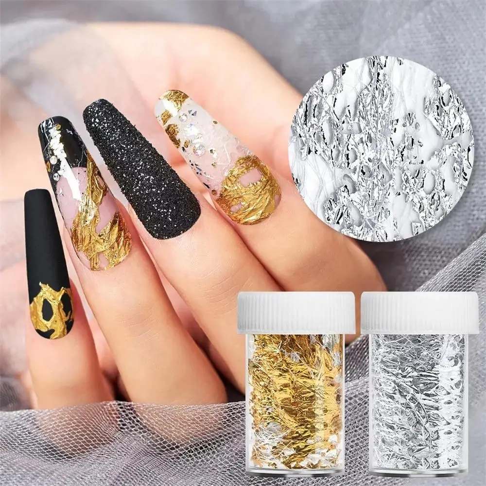 1 Box 3D Mesh Gold Silver Nail Art Tools Foil Irregular Aluminum Nail Sticker Manicure Gel Polish DIY Nails Design Decoration