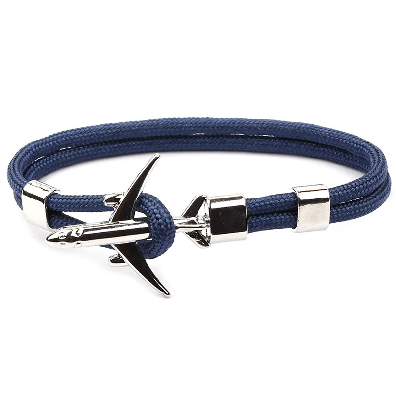 Высокое качество Серебряный Зеленый браслет с самолетом многослойная