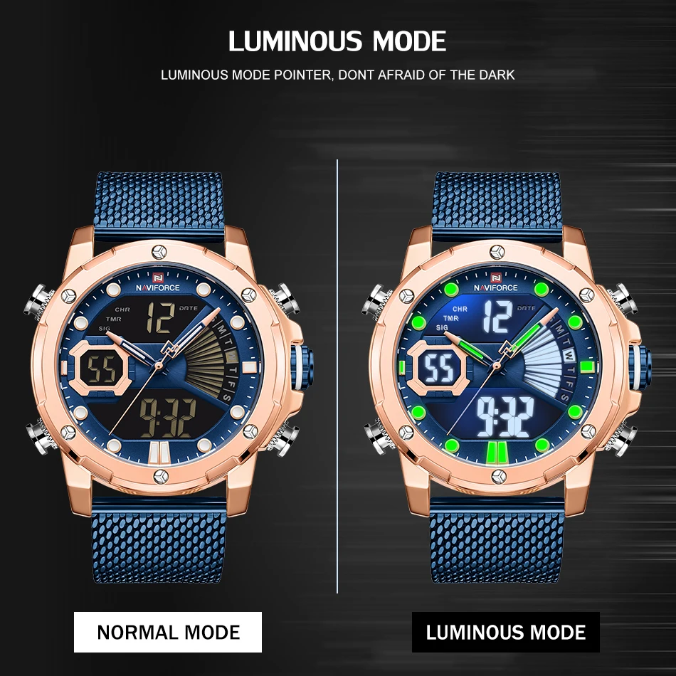 NAVIFORCE мужские часы Топ люксовый бренд спортивные кварцевые светодиодный