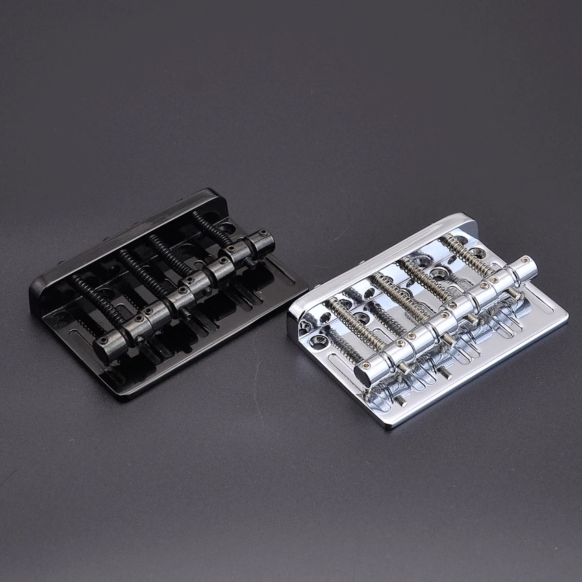 

1 Set Bass Bridge For 4 Strings Electric Bass Chrome / Black