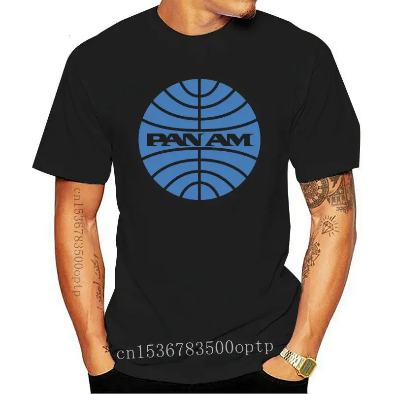 

Pan Am Blue Logo Pan American World Airways Airline Sport Gray Cotton T-Shirt