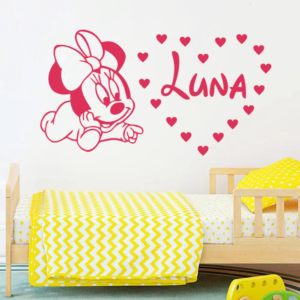 

Disney Custom Baby Name Mickey Mouse Minnie Mouse Vinyl Wall Sticker Decor For Nursery Room Kids Room Wall Stickers Decor Poster