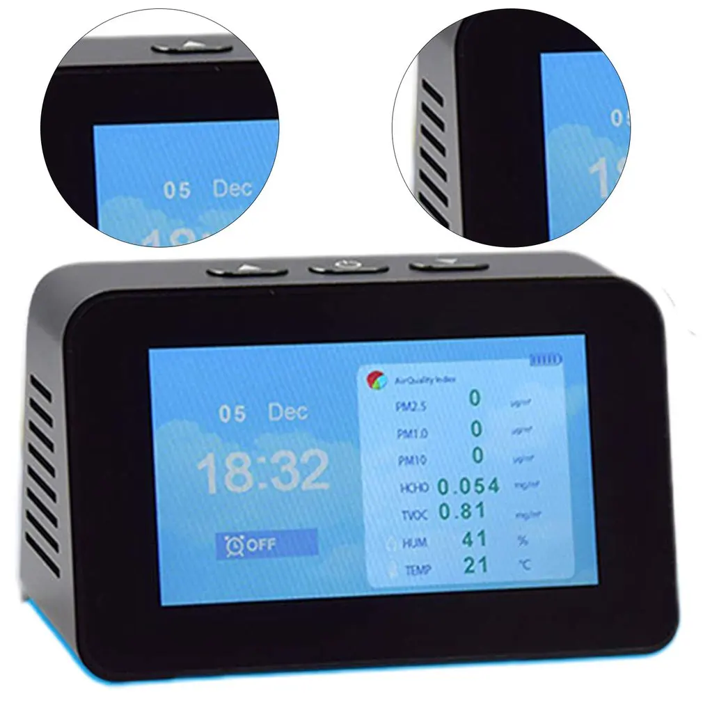 

Smart Indoor Air Quality Monitor Detector Sensor VOC Organic Particulate Matter PM2.5 Temperature Humidity For Car Home Office