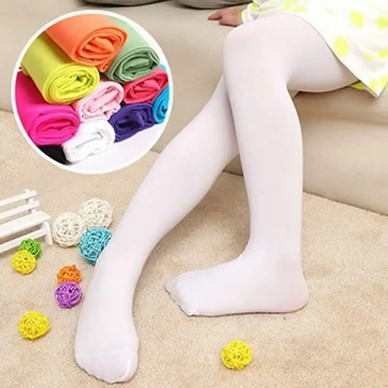 Детские танцевальные балетные колготки детские белые Непрозрачные Бархатные