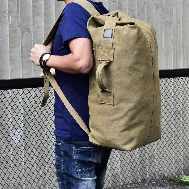 Large Capacity Rucksack Men Travel Bag Mountaineering Backpack Male Luggage Canvas Bucket Shoulder Bags For Boys Backpack XA202K images - 6