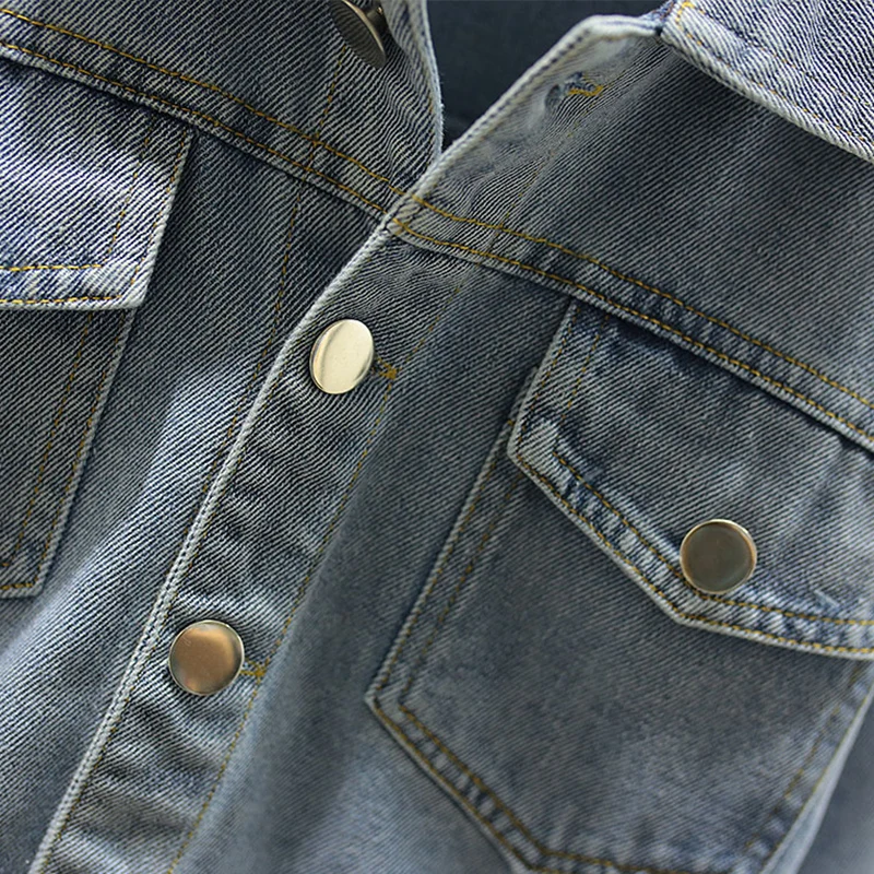 

DX03379 Girls Rainbow Thread Casual Denim Suit