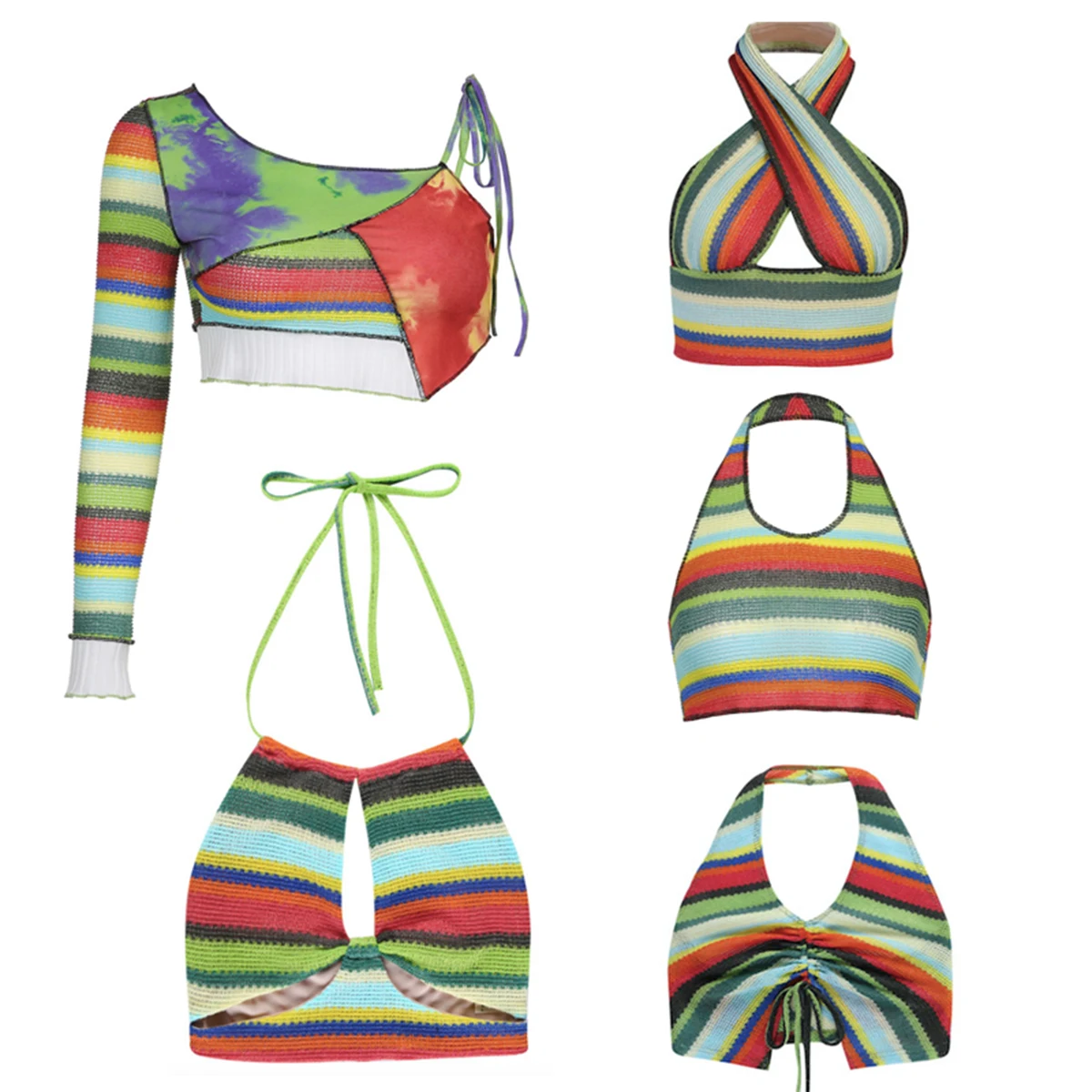 

Sexy Women's Camis 2021 Summer Y2K Top топ Crop Top Women Grunge Clothes Ribbed Knitting Tank Halter Club Wear Mujer Cross Over