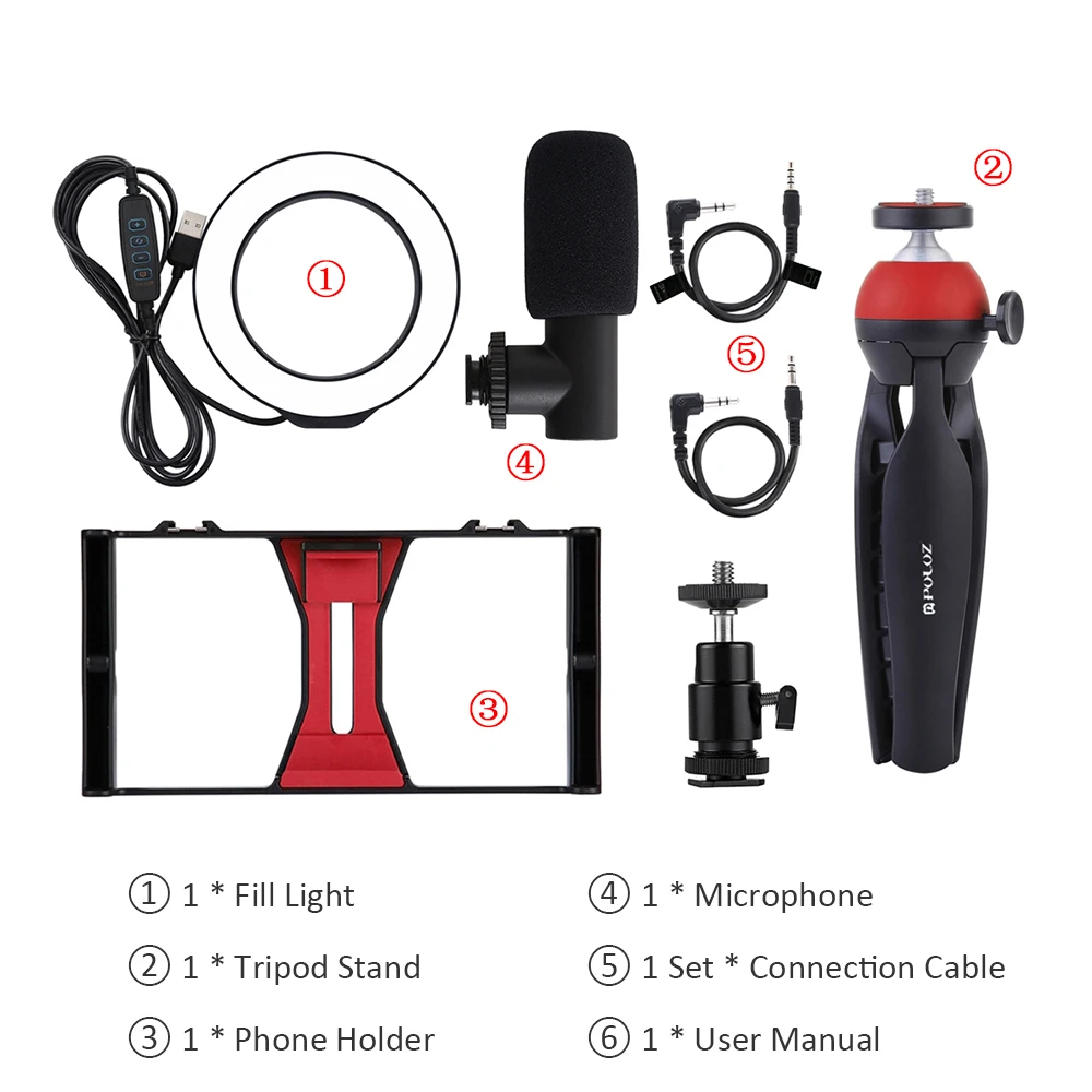 Светодиодный светильник Andoer с регулируемой яркостью и кольцом для селфи