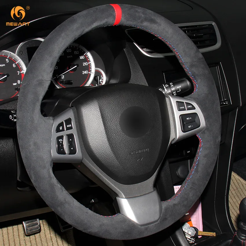 MEWANT черный замшевый чехол рулевого колеса автомобиля для Suzuki Swift Sport 2012 2017 / Vitara S