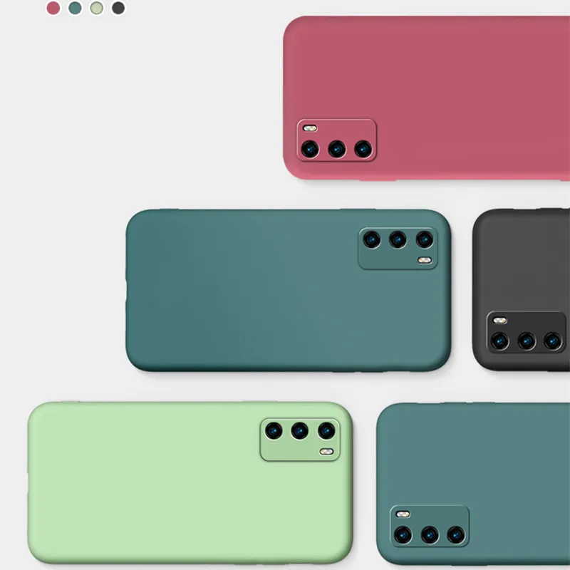 Чехол карамельного цвета для телефона Huawei P30 Lite P40 Pro жидкий силикон однотонный