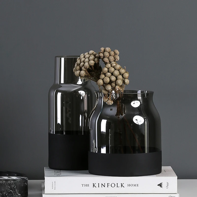 

Nordic Luxury Gray Glass Vase Decoration Living Room Decorations Home Decor Modern Large Hydroponics Vase Decoration Household