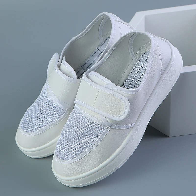 

2021 New Anti-Static Work Shoes Men Special PU Bottom Aafety Shoes Anti-Static Belt Velcro Clean Room Summer Work Shoes Large