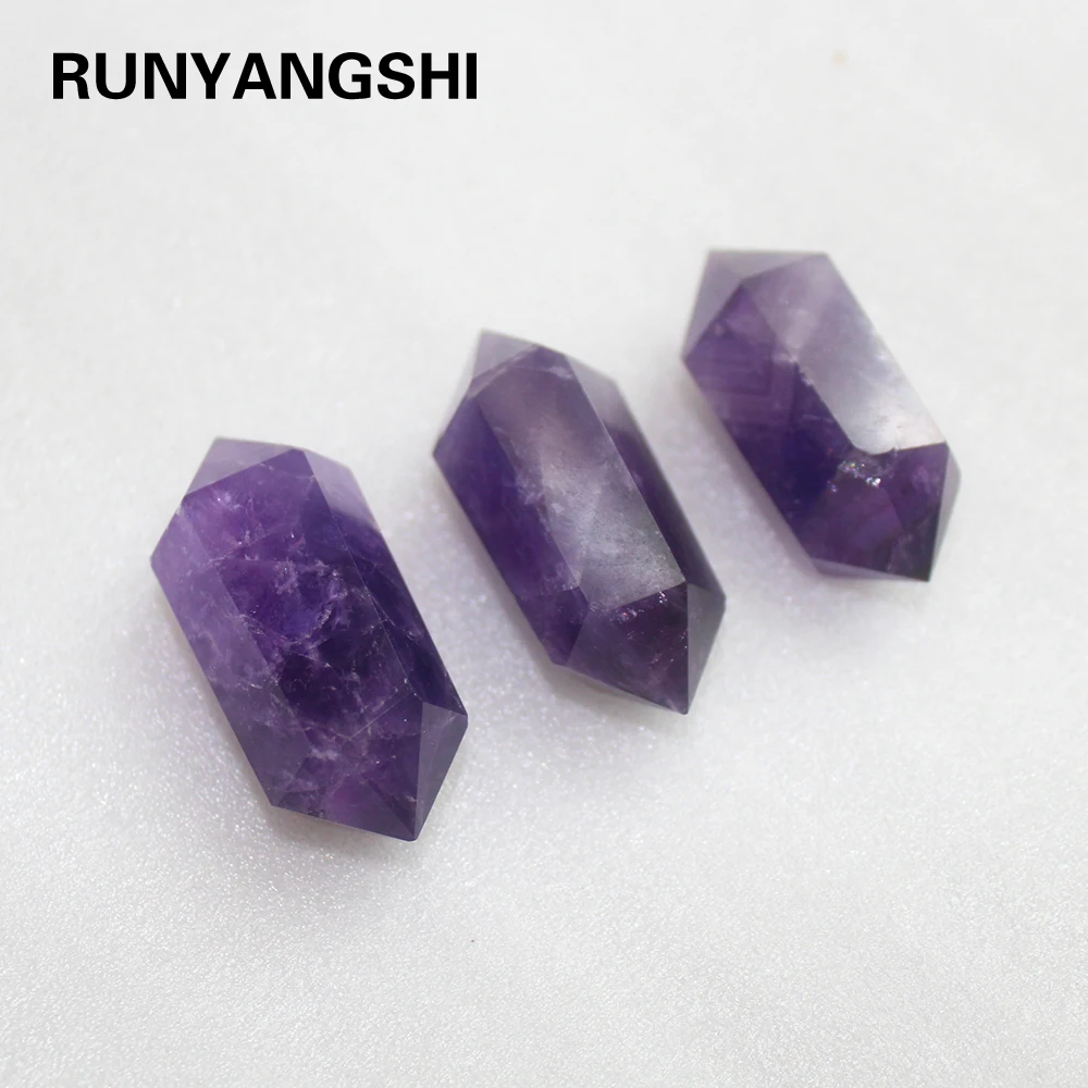 

Runyangshi натуральные глубокие кристаллы аметиста двойная Хрустальная колонна энергетический камень шестиугольная Призма
