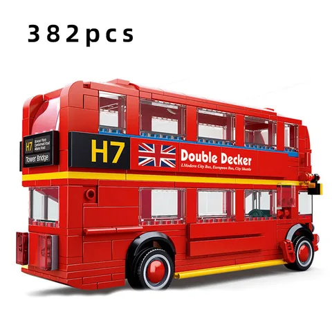 Двухслойная модель автобусной станции Красного города Лондона, наборы строительных блоков, кирпичи, детские игрушки, креативная техника школьного дорожного автомобиля
