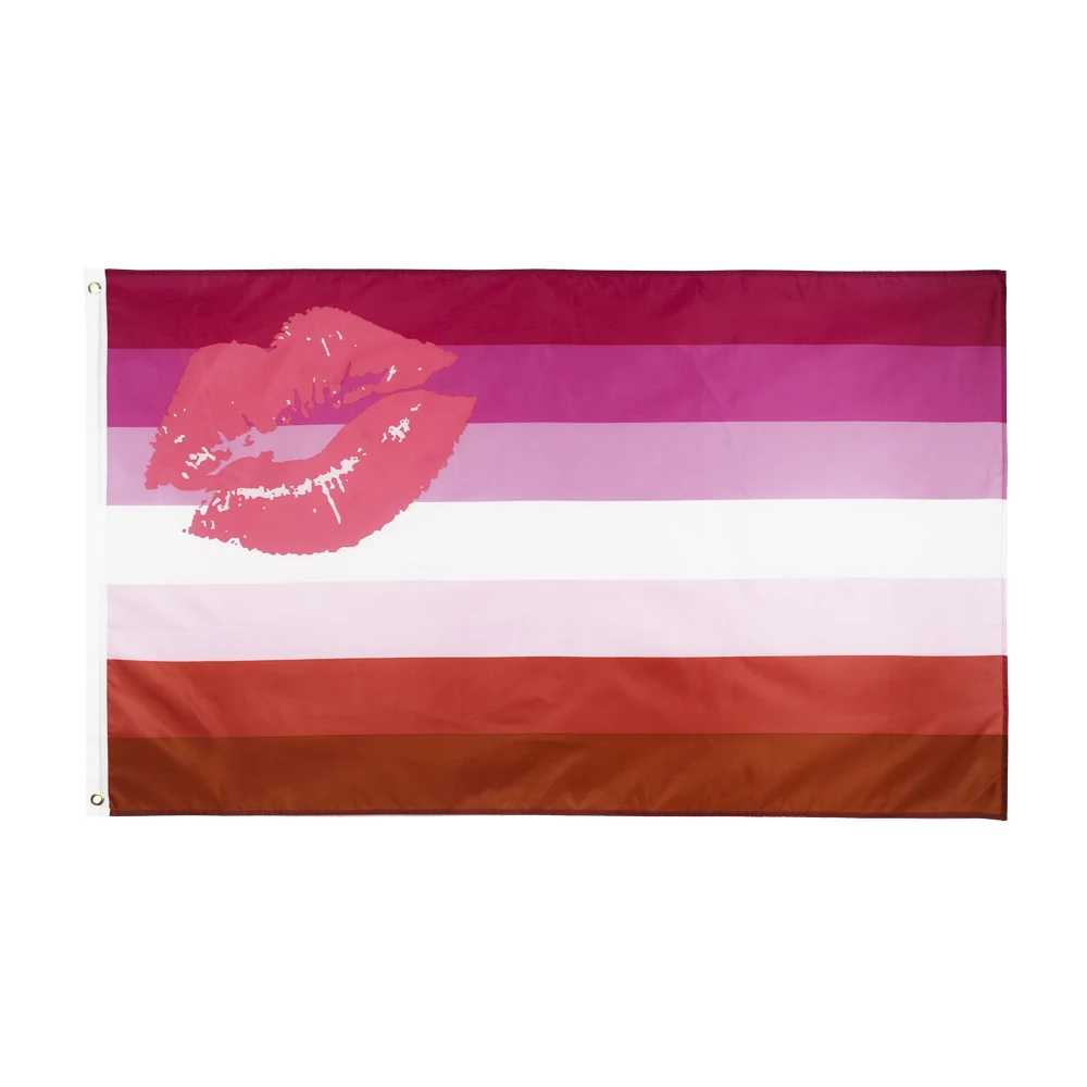 

FLAGHUB 60X90 90X150cm LGBT Rainbow Homosexual Lipstick Kiss Lip Lesbian Pride Flag For Decoration