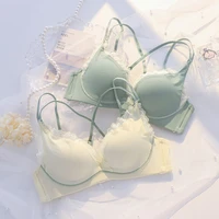 roseheart for women green yellow lace bras bralette cotton panties bra sets trim sexy lingerie sets wireless underwear a b