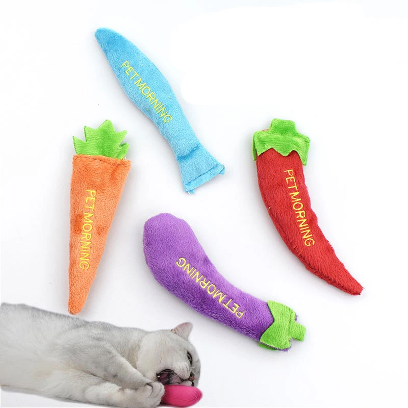 

Pet Cats Kitten Soft Carrot Eggplant Shape Plush Catnip Molar Bite Chew Toy Carrot Eggplant Blue Fish Pepper Toy Pet Supplies