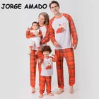 Новинка 2021, осенняя семейная одинаковая Пижама, комплекты с длинными рукавами в виде тыквы на Хэллоуин + комбинезон + Папа, мама, дети, подходящая домашняя одежда для малышей, E2183