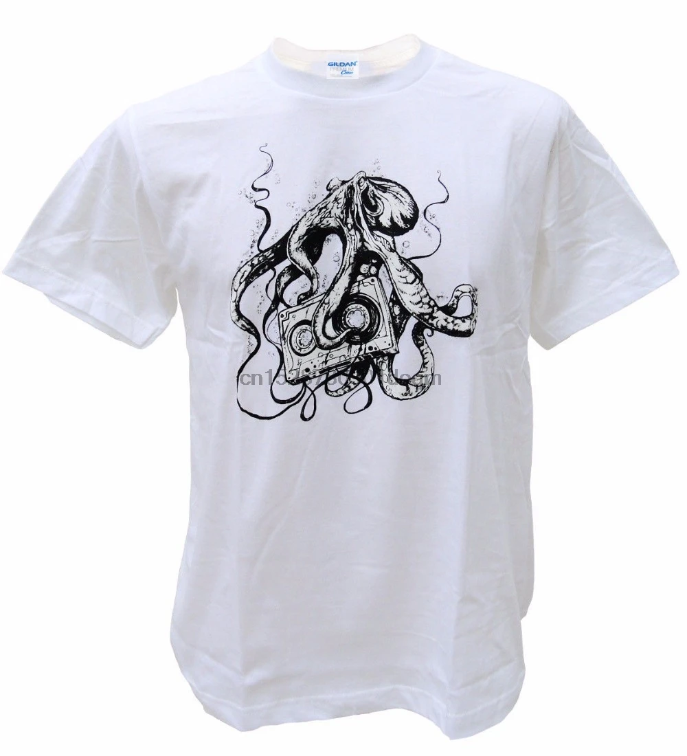 Горячая продажа 100% хлопок для мужчин рубашки Осьминог любовь кассеты 80