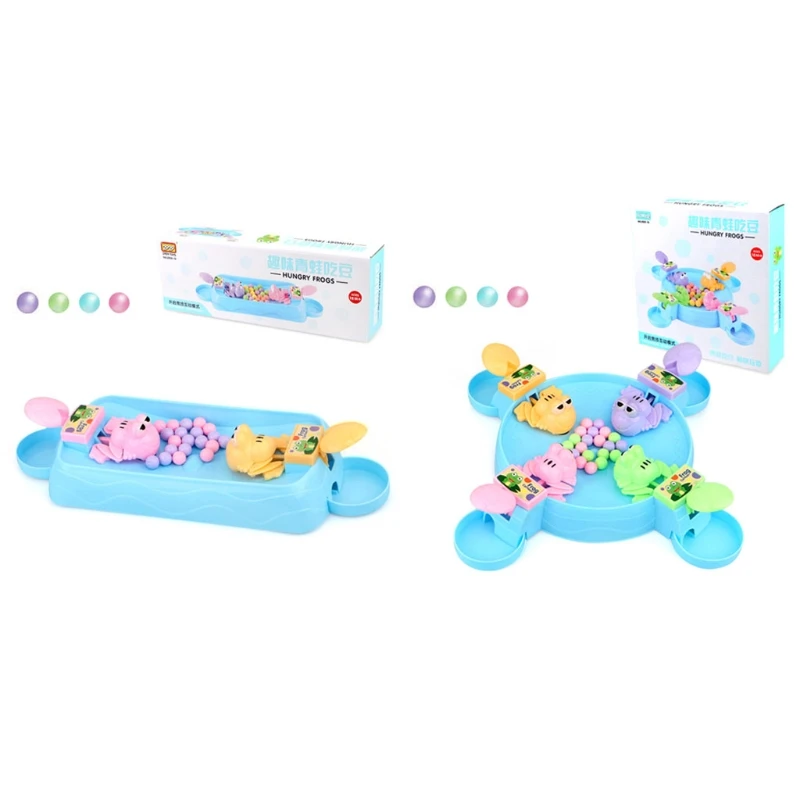 

97BE 1Set Colorful Bead Board Game Competition Game Board Hungry Frog Eating Beans Toy Set Tabletop Board Interactive Toy