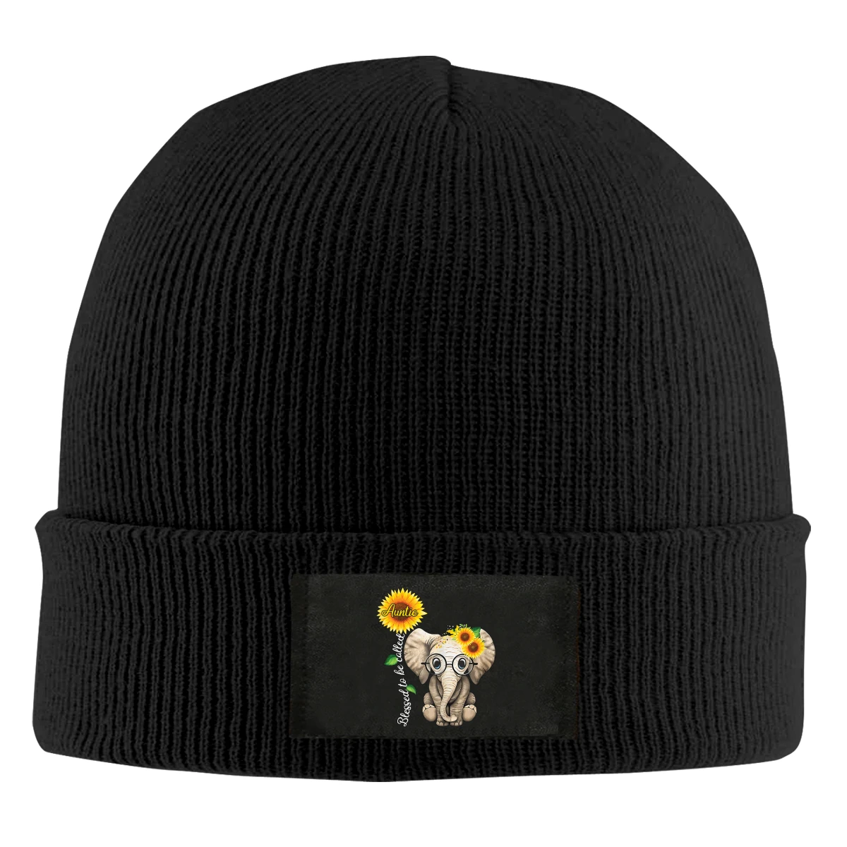 

Auntie Sunflower Elephant Beanie Hats For Men Women With Designs Winter Slouchy Knit Skull Cap