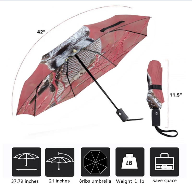 Креативный Зонт с принтом милой совы автоматически открывающийся и