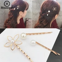 hair clips for women colorful bead hairpin pearl scrunchie gold hair accessories 3ps korean style simple best friend christmas
