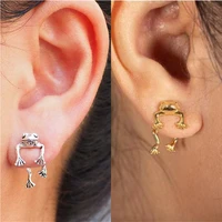 new fashion silver cute frog earrings punk gothic animal earrings unique cat stainless steel jewelry ear studs wholesale