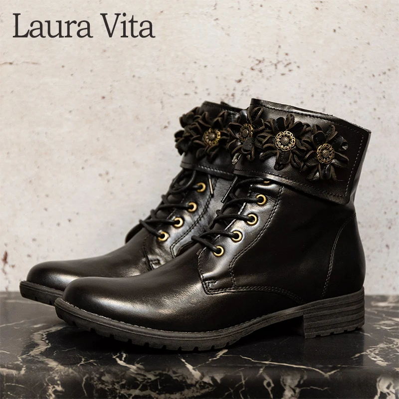 

NEW Woman Boots Laura Vita GACMAYO 14 Genuine Leather Woman Boots Ankle Boots Low Heels Martin Boots With Zipper