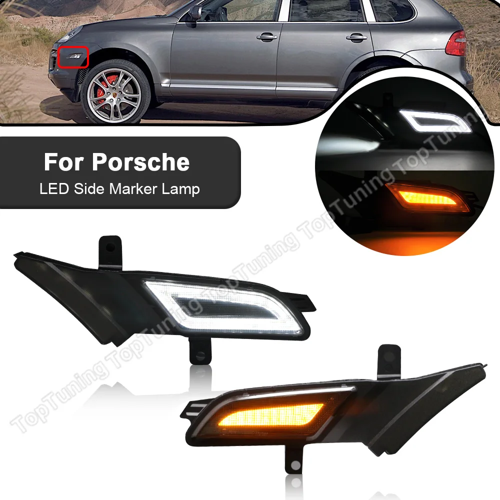 

1Pair For Porsche Cayenne 957 2006-2010 Front LED Side Marker Lamp Amber Turn Signal Light Running Light Position Light White