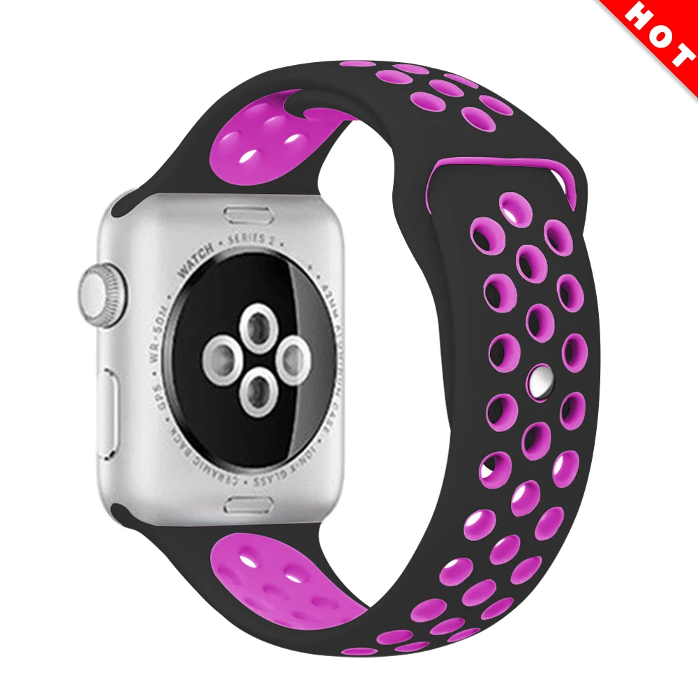 Dune color black Эластичный дышащий силиконовый спортивный ремешок для apple watch 42 мм, 38 мм, Версия 44 мм 40 мм браслет на запястье, apple серии 5/4/3/2/1 Универсальный - Цвет ремешка: Dune color black