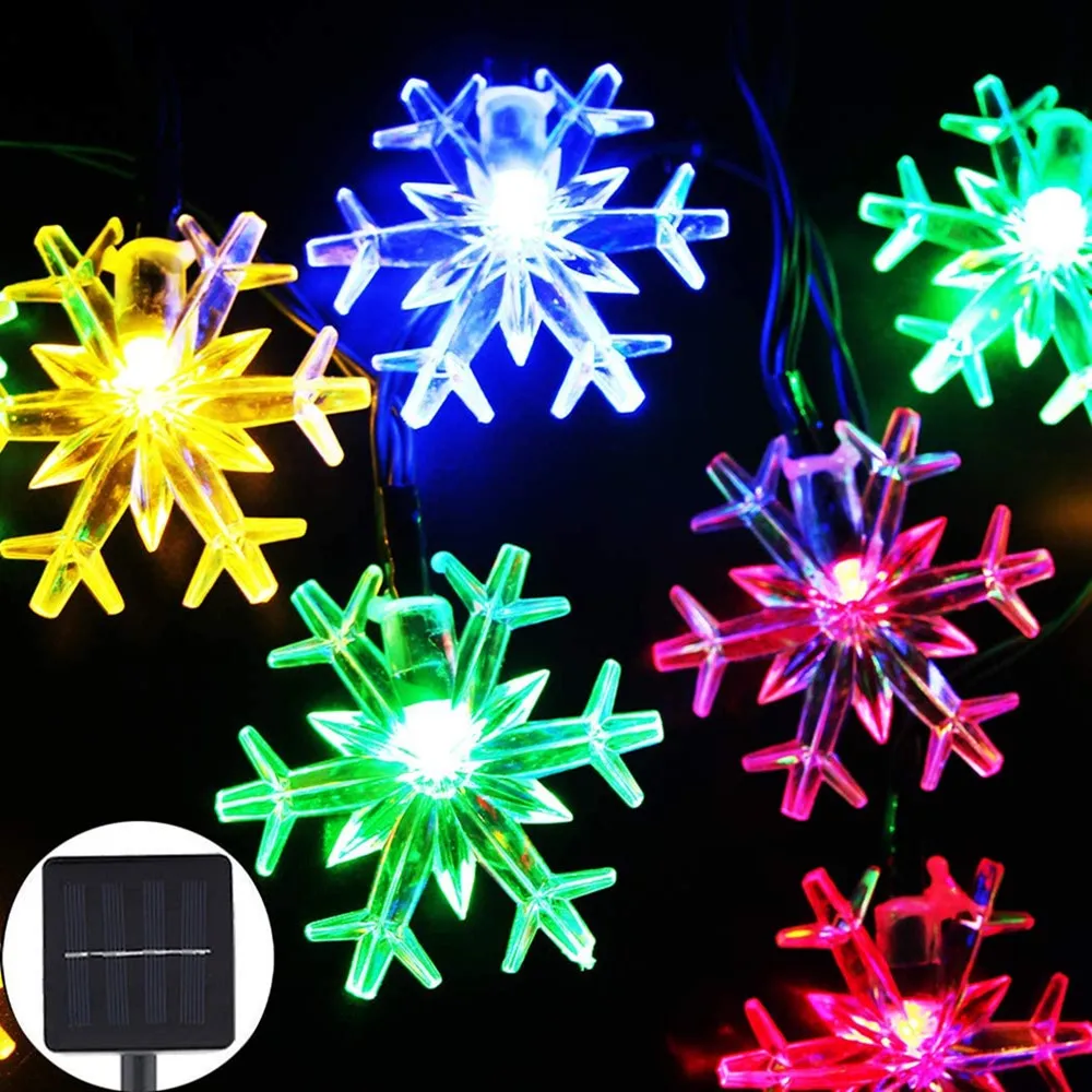 5M 10M Solar Snowflake Light String IP65 Waterproof Garden Light Christmas Outdoor Decor Lamp Home Landscape Decoration Lighting