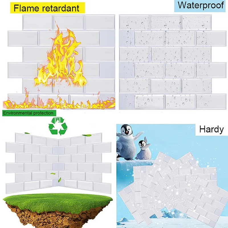 3D водостойкая самоклеящаяся плитка настенная наклейки на стену для кухни