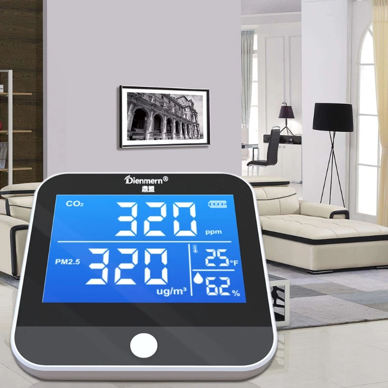 

CO2 Detector Carbon dioxide PM2.5 Temperature Humidity Air Quality Monitor NDIR