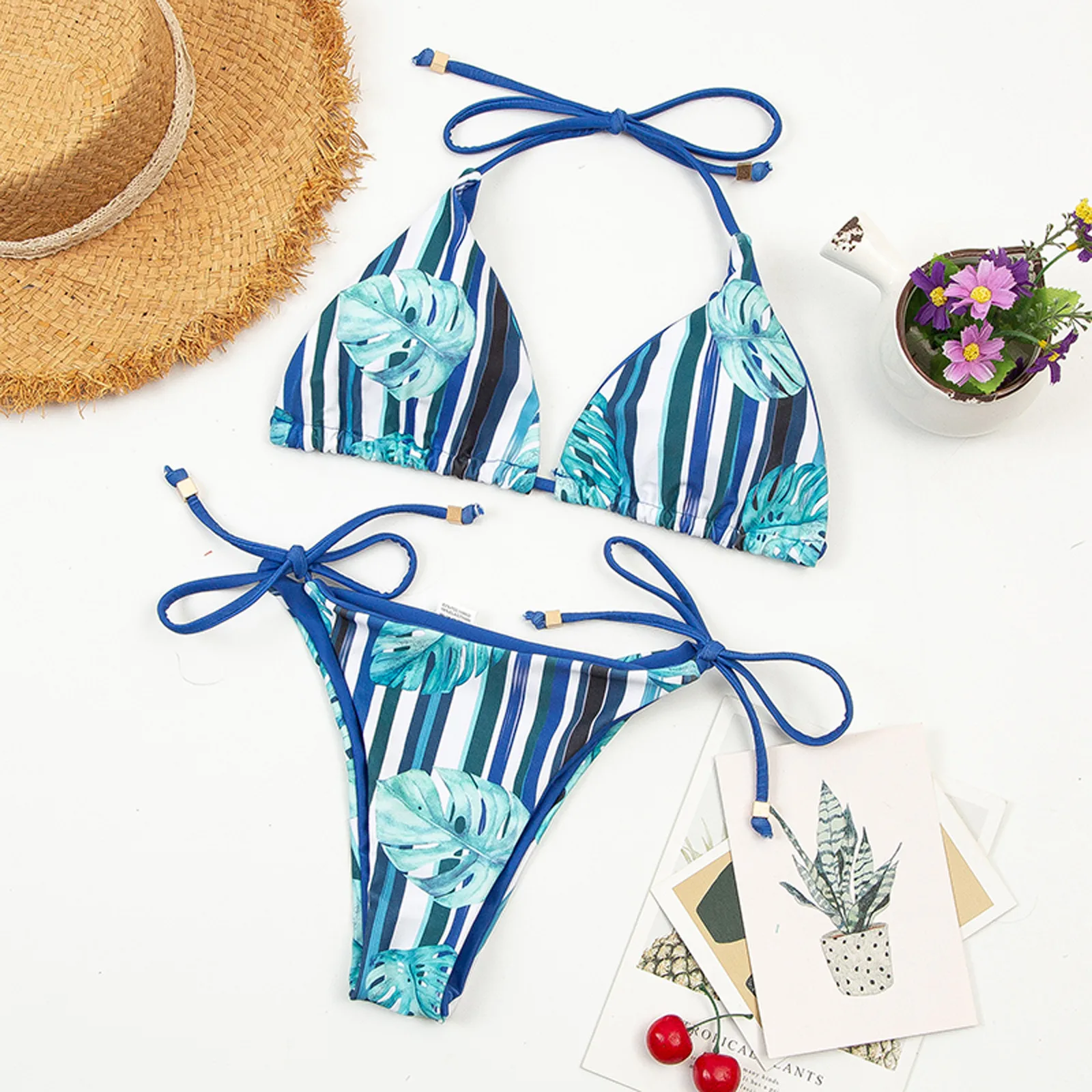 

Women Contrast Panel Bandage Bikini Set Bikinis 2021 Sexy Solid Color Bikini Women Swimwear Bikini Sets Beachwear Swimsuit