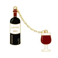 pin badge wholesale for women gift drop shipping enamel coffee beer red wine juice drinks metal fashion brooch