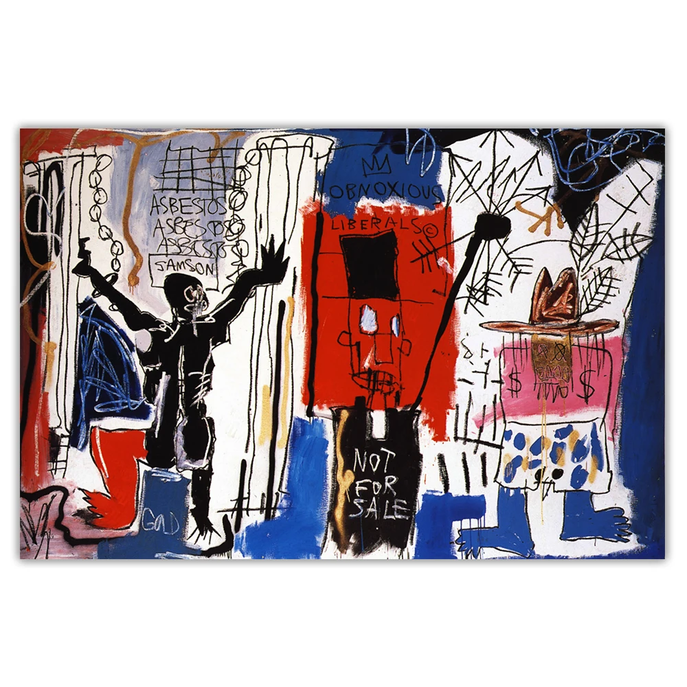 

Holover Jean Michel Basquiat"Obnoxious Liberals"Graffiti Canvas Oil Painting Artwork Poster Wall Art Aesthetic Home Decor