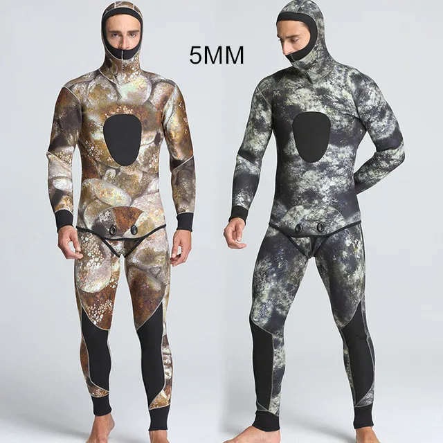 Men 5MM Neoprene Scuba Winter Warm Diving Suit Plus Size Surfing Front Zipper Snorkeling Spearfishing Hooded WetSuit Jumpsuit