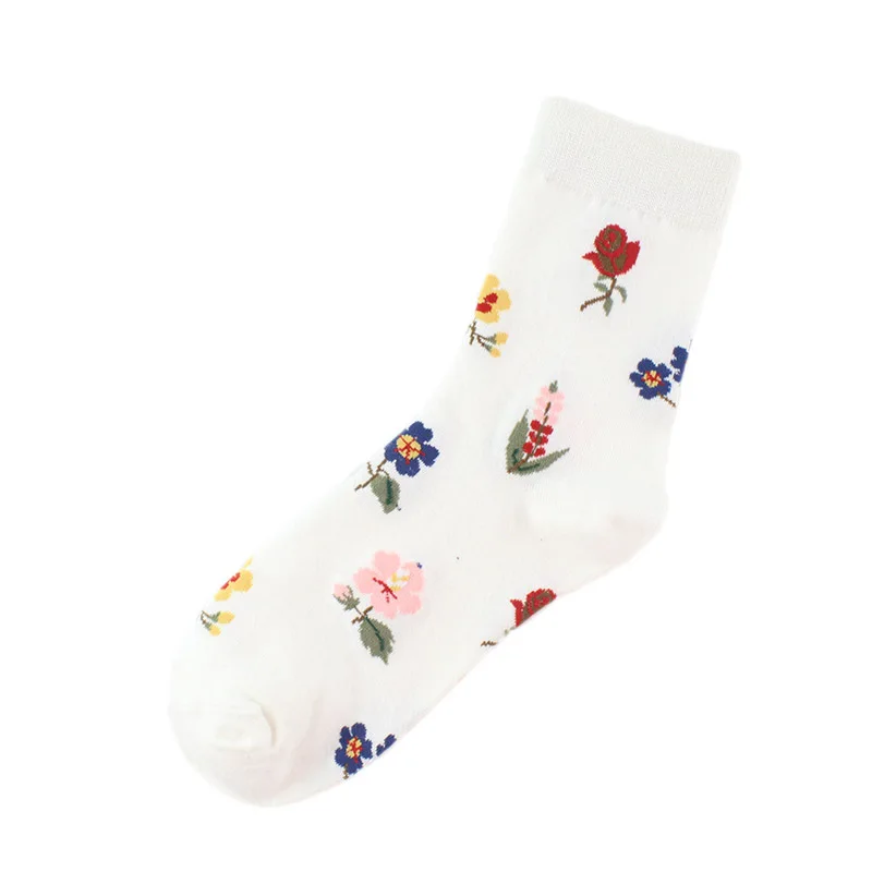 

10 Pairs/lot Chinese Korean Fashion Socks Women Kawaii Art Harajuku Kawaii Happy Flower Plant Cotton Fashion Women Socks