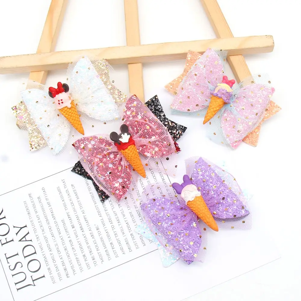 3 ''блестящие банты для волос девочек заколки милая пряжа с мороженым и