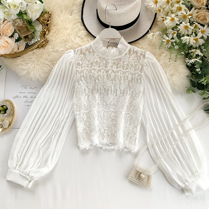 Autumn New 2019 Stand Neck White Black Elegant Shirt Women Long Sleeve Casual Harajuku Camisas Mujer Blouse J678 | Женская одежда