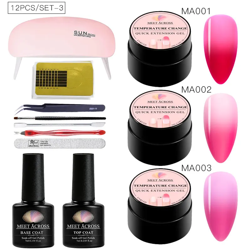 Набор полиуф-гелей MEET ACROSS гель для наращивания ногтей с блестками набор