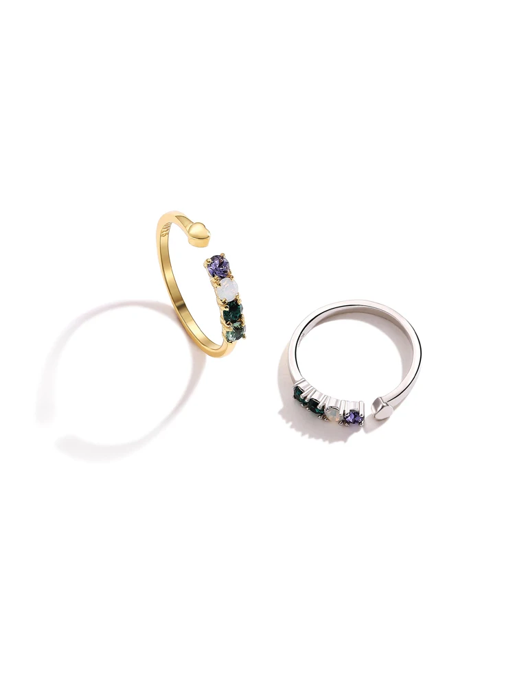 Женское кольцо с кристаллами LEKANI открытое регулируемое обручальное из