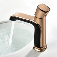 bathroom basin faucets solid brass sink mixer tap hot cold lavatory crane single handle waterfall faucet black rose gold