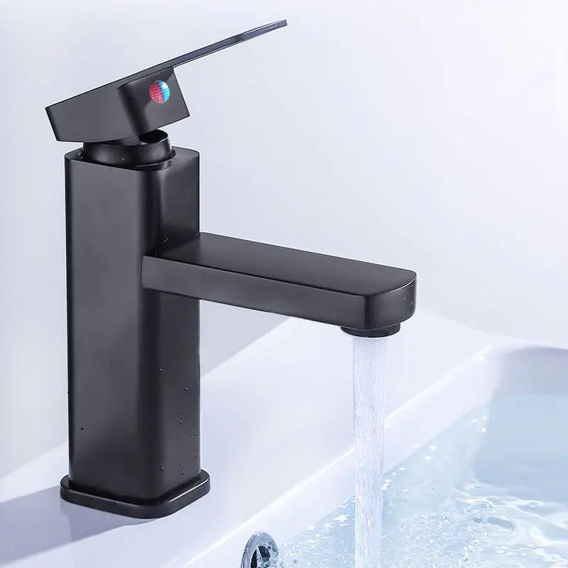 

Black Square Bathroom Sink Faucet Single Handle Basin Faucet Wash Tap Bathroom Toilet Deck Mounted Basin Tap