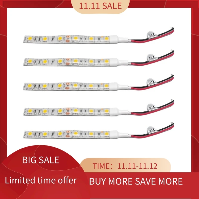 

5Pcs 10Cm Waterproof White 5050 Led Strip Lights Dc 12V Caravan Boat Car
