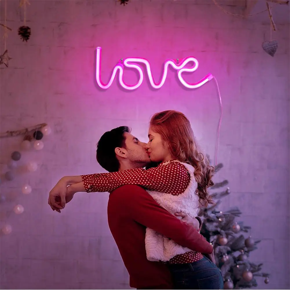 LED Neon Light Sign LOVE HEART Wedding Decoration Lamp Valentines Day Anniversary Home Christmas Decor Night Gift | Дом и сад