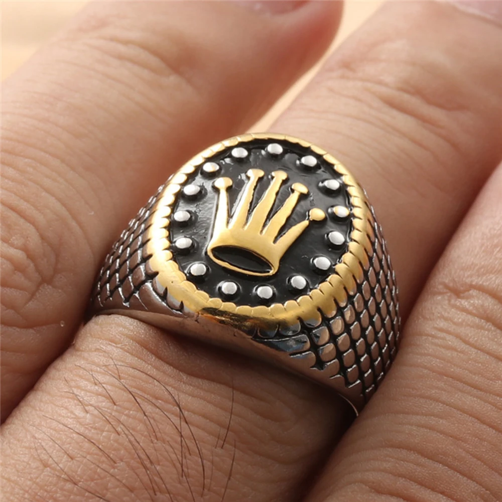 

Retro Stainless Steel Unique Crown Ring For Men Fashion Punk Nobility Gold Ring For Women Crown Rock Jewelry Gift Wholesale
