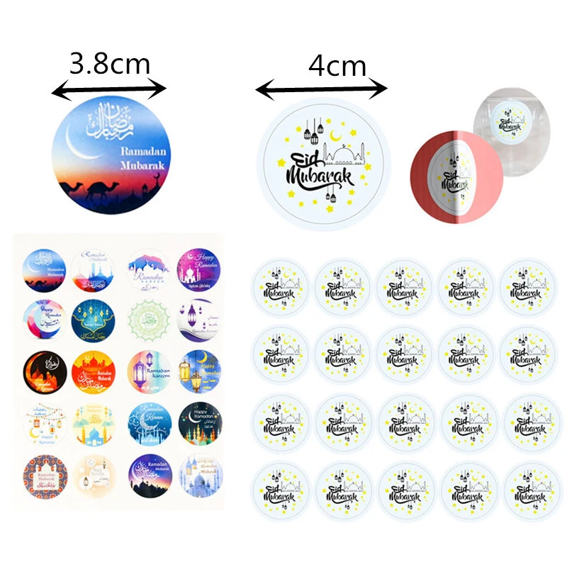 

Ramadan EID Mubarak Decorations Paper Sticker Gift Lable Box Label Paper Bag Seal Sticker Islamic Muslim Eid al-fitr Decoration