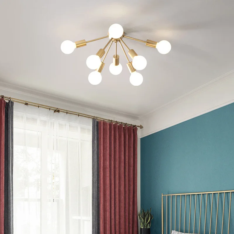 

Industrial Iron Ceiling Light Living Room Lighting Nordic 220V E27 LED Lamp